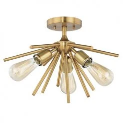 Buy 😀 Patriot Lighting® Estelle Nautral Brass 3 Light Semi-Flush Mount Ceiling Light 🎉