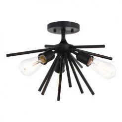 Discount ⭐ Patriot Lighting® Estelle Matte Black 3 Light Semi-Flush Mount Ceiling Light ✔️