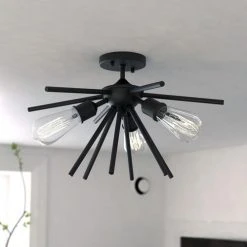 Discount ⭐ Patriot Lighting® Estelle Matte Black 3 Light Semi-Flush Mount Ceiling Light ✔️ 14 Discount ⭐ Patriot Lighting® Estelle Matte Black 3 Light Semi-Flush Mount Ceiling Light ✔️ -Patriot Light Store C0249 L2