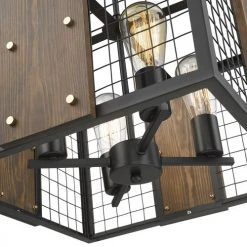 Best Pirce ✨ Patriot Lighting® Elegant Home Finn III Black Rustic Wood Cage Pendant 🎉 -Patriot Light Store FinnIII 4