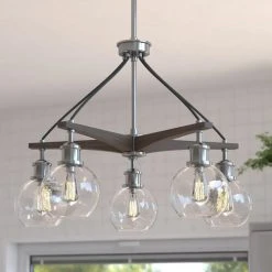 Best Sale ✔️ Patriot Lighting® Avondale Satin Nickel 5 Light Chandelier 👏 -Patriot Light Store H0256 L2