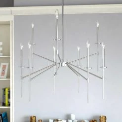 Flash Sale 😉 Patriot Lighting® Kedzie Polished Nickel 9 Light Chandelier 👍 -Patriot Light Store H0260 L2