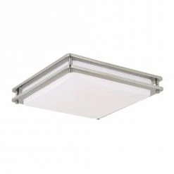 Outlet 🧨 Patriot Lighting® Horizon Satin Nickel Flush Mount Ceiling Light ⭐