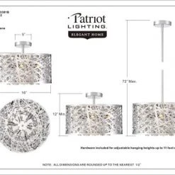 Top 10 ✨ Patriot Lighting® Elegant Home Braylen Chrome 6-Light Pendant ✔️ -Patriot Light Store MND3381Bdimensionimage