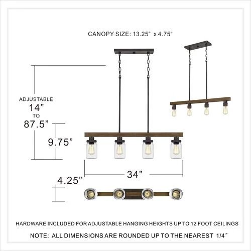 New ❤️ Patriot Lighting® Wheland Matte Black 4-Light Island Light 👏 6 New ❤️ Patriot Lighting® Wheland Matte Black 4-Light Island Light 👏 - Image 4