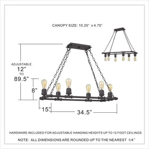 Hot Sale 🛒 Patriot Lighting® Elegant Home Pipper Matte Black 6 Light Island Light ✔️ 9 Hot Sale 🛒 Patriot Lighting® Elegant Home Pipper Matte Black 6 Light Island Light ✔️ - Image 7