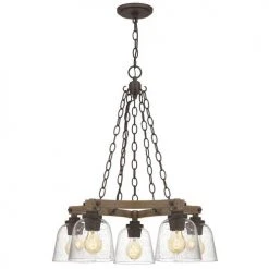 Best Sale 😀 Patriot Lighting® Elegant Home Astaria 5-Light Matte Black & Faux Wood Chandelier 🎉 -Patriot Light Store MND4326A 3
