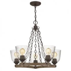 Best Sale 😀 Patriot Lighting® Elegant Home Astaria 5-Light Matte Black & Faux Wood Chandelier 🎉 -Patriot Light Store MND4326A 6