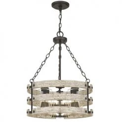 Best reviews of ❤️ Patriot Lighting® Elegant Home Darring Matte Black & Faux Wood 3-Light Pendant 🎉 -Patriot Light Store MND4335A 2