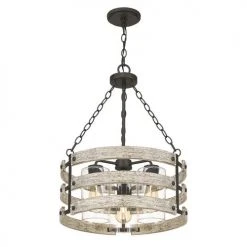 Best reviews of ❤️ Patriot Lighting® Elegant Home Darring Matte Black & Faux Wood 3-Light Pendant 🎉 -Patriot Light Store MND4335A 3