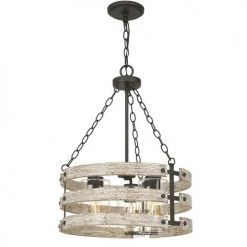 Best reviews of ❤️ Patriot Lighting® Elegant Home Darring Matte Black & Faux Wood 3-Light Pendant 🎉 -Patriot Light Store MND4335A 4