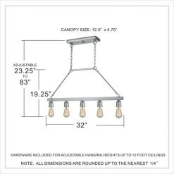 Deals 💯 Patriot Lighting® Beaman Brushed Nickel 5 Light Island Light 👏 -Patriot Light Store MND4428A DIM