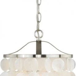 Best Pirce ⭐ Patriot Lighting® Elsa Capiz Shell Satin Nickel Pendant 💯 -Patriot Light Store P0138 1