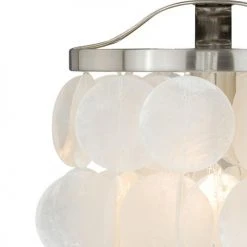 Best Pirce 🧨 Patriot Lighting® Elsa Capiz Shell Satin Nickel Pendant 😍 -Patriot Light Store P0141 2