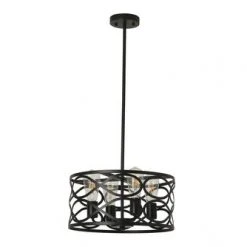 Hot Sale ⌛ Patriot Lighting® Phinny Matte Black 4-Light Pendant/Semi-Flush Mount Ceiling Light ⭐