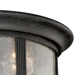Coupon 🥰 Patriot Lighting® Hanover Brushed Iron 2-Light Outdoor Flush Mount Light ✨ -Patriot Light Store T0155 3
