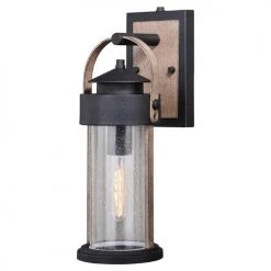 Promo ✨ Patriot Lighting® Cumberland Textured Dark Bronze And Burnished Oak Outdoor Wall Light ✨