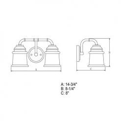 Discount 😉 Patriot Lighting® Toledo Satin Nickel 2 Light Vanity Light 😀 15 Discount 😉 Patriot Lighting® Toledo Satin Nickel 2 Light Vanity Light 😀 -Patriot Light Store W0240 DWG