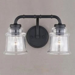 Outlet 🎉 Patriot Lighting® Toledo Matte Black 2 Light Vanity Light ⭐ 12 Outlet 🎉 Patriot Lighting® Toledo Matte Black 2 Light Vanity Light ⭐ -Patriot Light Store W0349 5