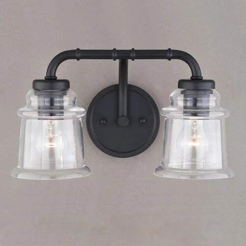 Outlet 🎉 Patriot Lighting® Toledo Matte Black 2 Light Vanity Light ⭐ 7 Outlet 🎉 Patriot Lighting® Toledo Matte Black 2 Light Vanity Light ⭐ - Image 5