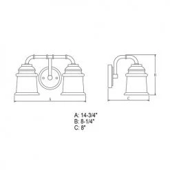 Outlet 🎉 Patriot Lighting® Toledo Matte Black 2 Light Vanity Light ⭐ 13 Outlet 🎉 Patriot Lighting® Toledo Matte Black 2 Light Vanity Light ⭐ -Patriot Light Store W0349 DWG