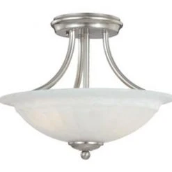 Discount ⭐ Patriot Lighting® Savvy Satin Nickel 2-Light Semi-Flush Mount Ceiling Light ✔️