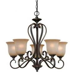 New 🔔 Patriot Lighting® Mavis 5-Light Oil Brushed Bronze With Gold Accent Chandelier 🌟
