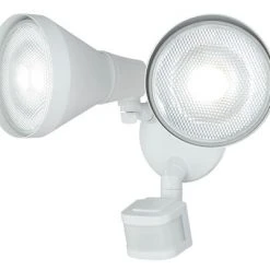 Best deal 🌟 Patriot Lighting® White Dual Head Motion Sensor Outdoor Security Flood Light ⭐